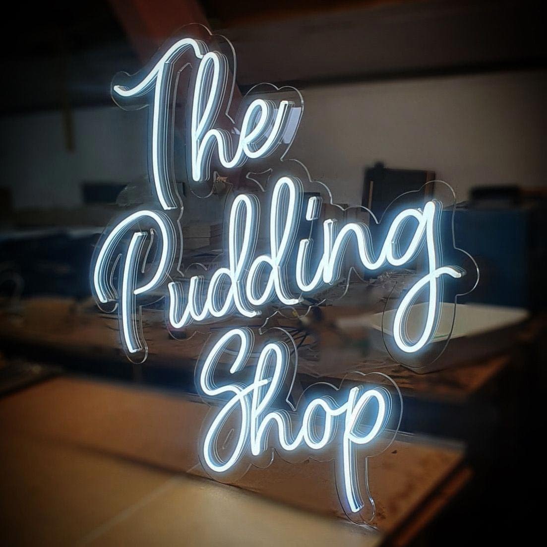 the pudding shop illuminated signage manufacturer hertfordshire