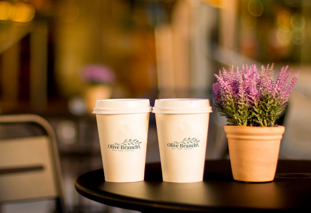 Olive Branch Deli Brand Design Take Away Coffee Cups