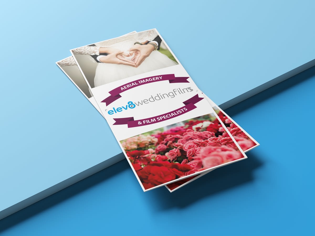 Elev8 Imagery Print Design Tri Fold Leaflet Front View Stacked