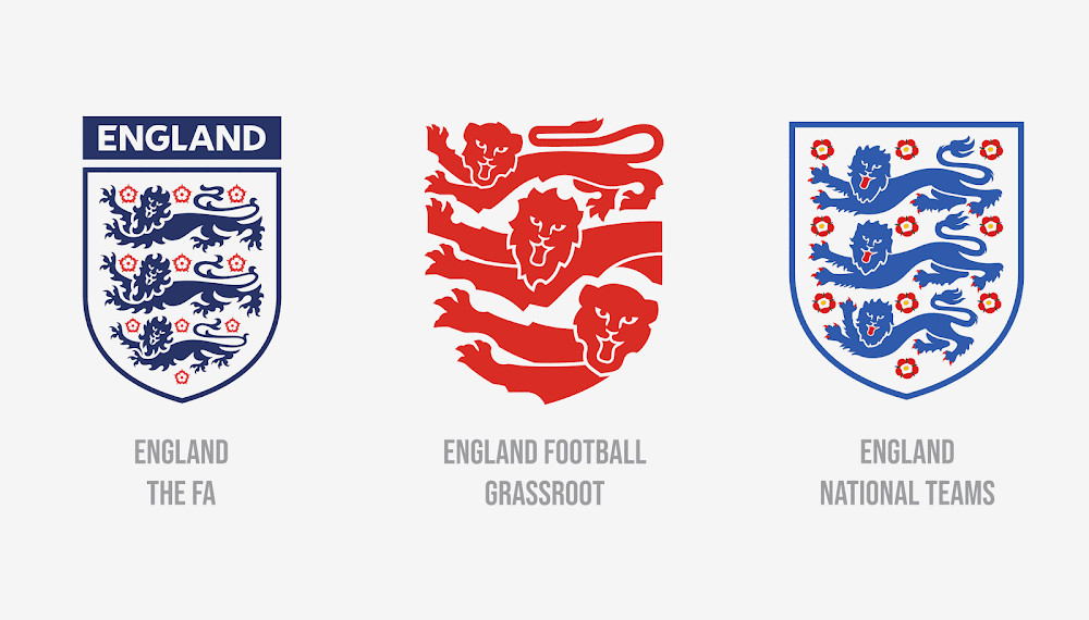3 different england football badges
