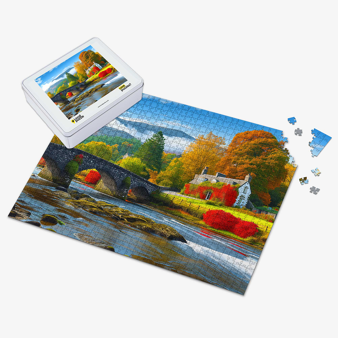 Snowdonia Pont Fawr Scene Jigsaw Puzzle With Tin Angle 1