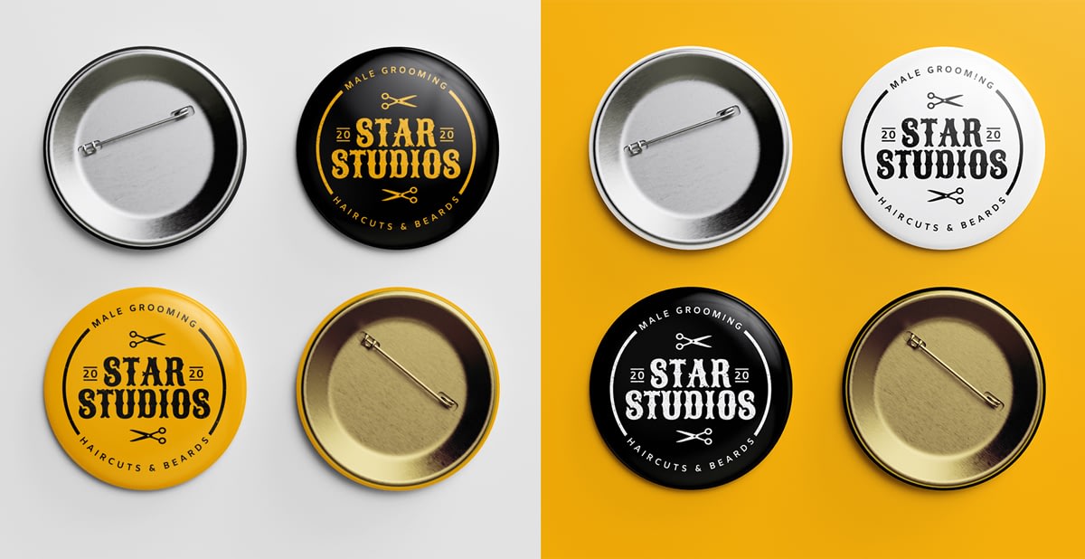 STAR STUDIOS badge mockup black orange 3