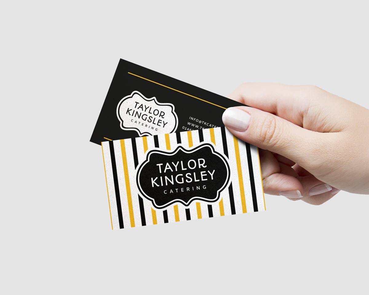 tk catering Business Card Hand