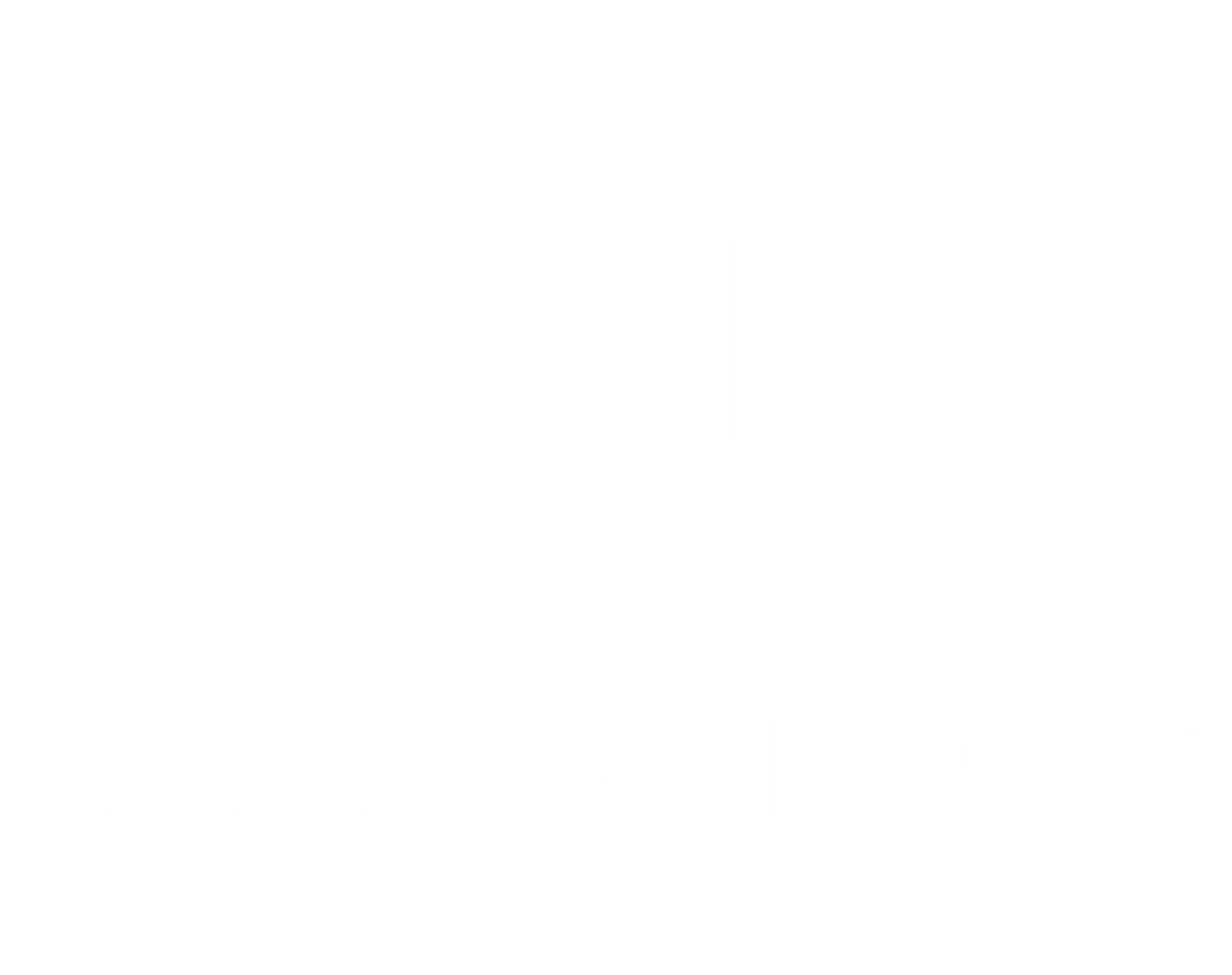 DEP Fabrication Logo Design Portrait All White