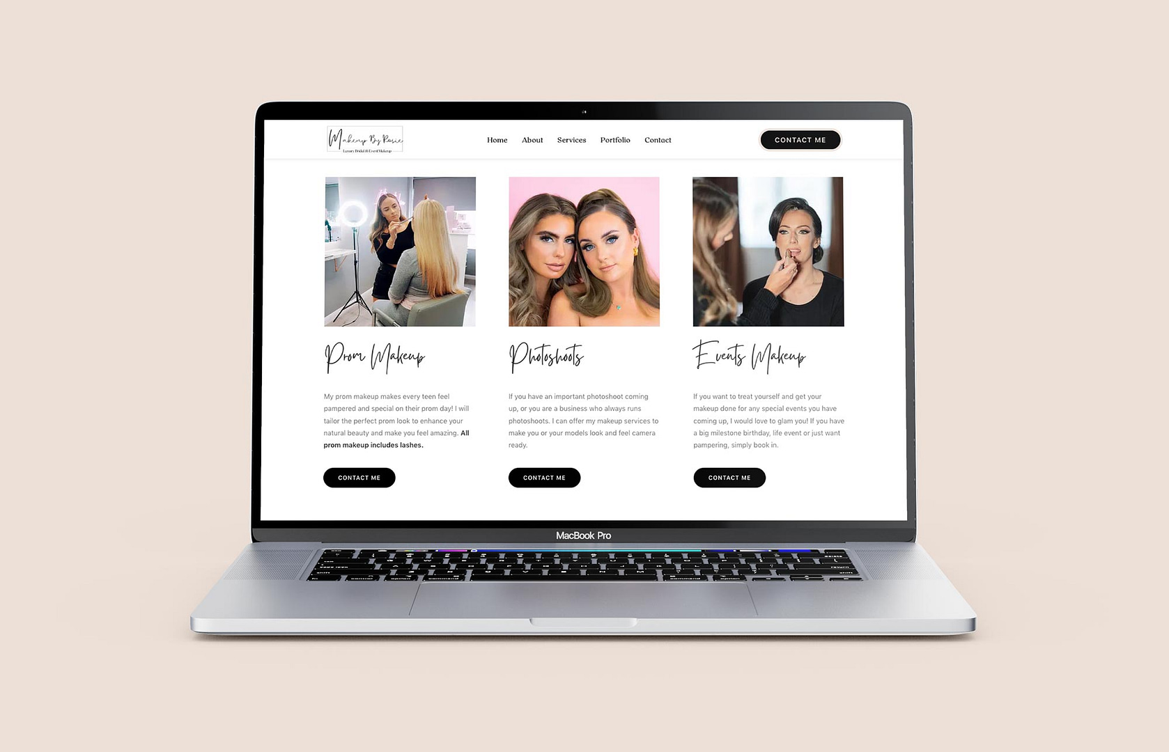Makeup By Rosie Website Mockup Laptop Contact Page