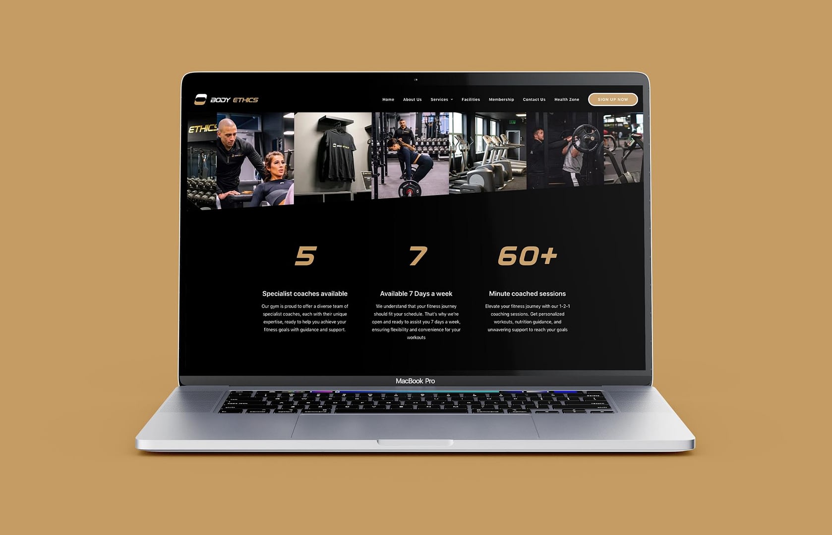 Body Ethics Gym Website Mockup Laptop Contact Page