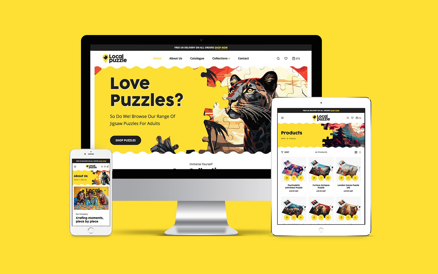 Local Puzzle Website Mockup Responsive Layout