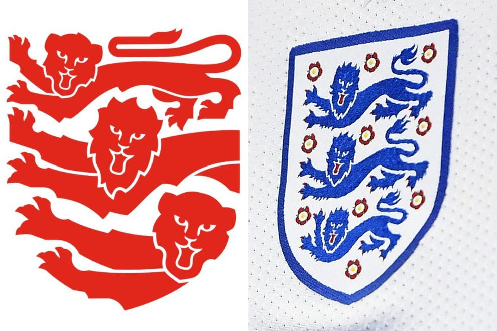 three lions redesign badge crest new and old